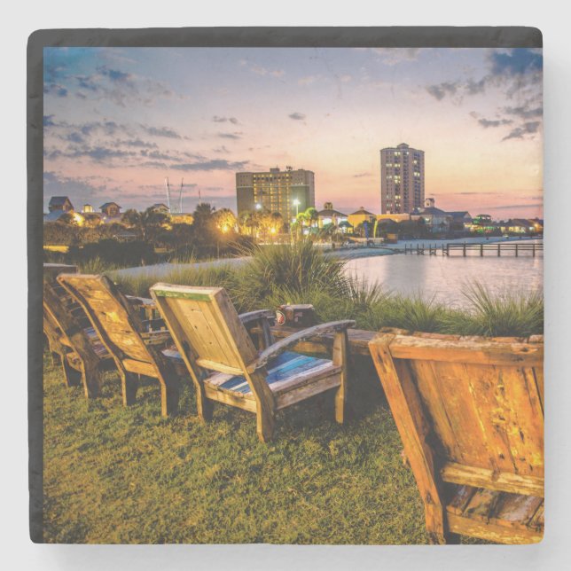 Sunset on Pensacola Beach Photo  Stone Coaster (Front)