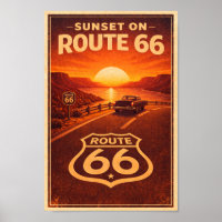 Sunset on Route 66 Litho