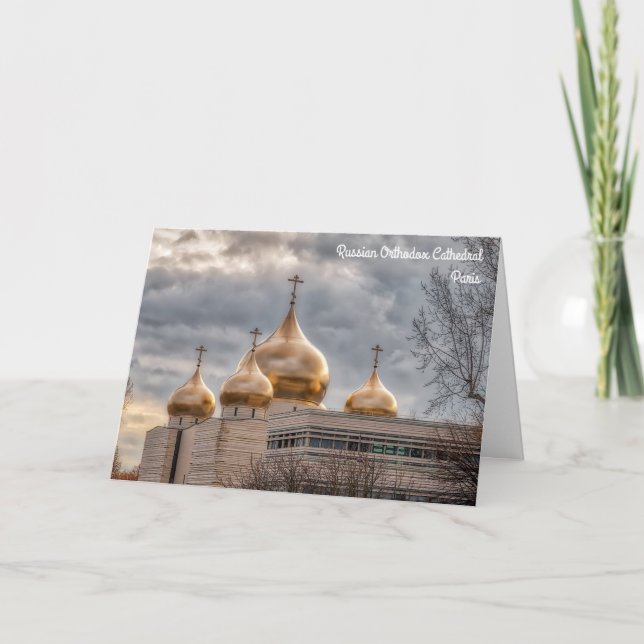 Sunset on Russian Orthodox Cathedral in Paris Card (Front)