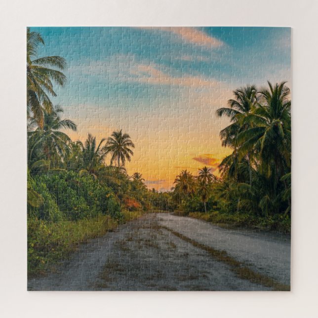 Sunset on Sandy Beach Path Jigsaw Puzzle (Vertical)