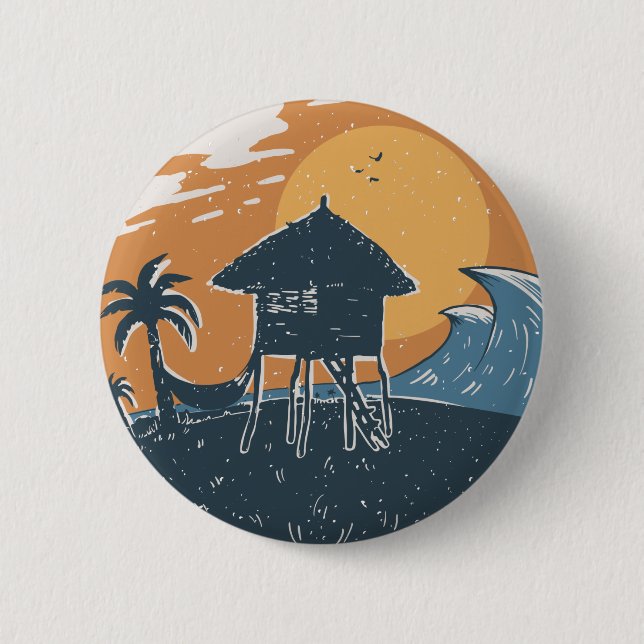 Sunset on the Beach 6 Cm Round Badge (Front)