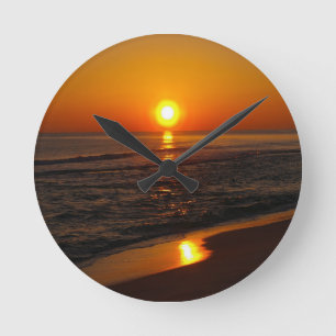 Sunset on the Beach Photograph Round Clock
