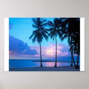 Sunset on the beach poster