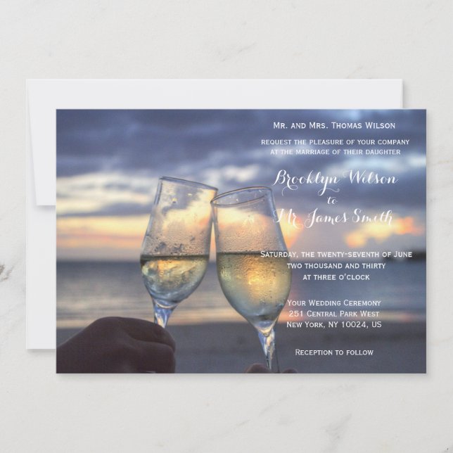 Sunset On The Beach Wedding Invites (Front)