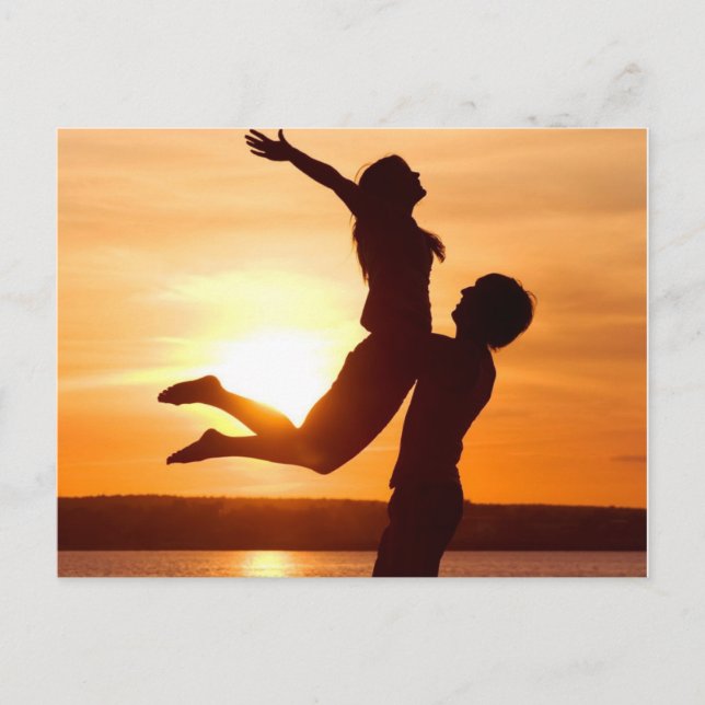 Sunset on the Beach With Couple Love Postcard (Front)