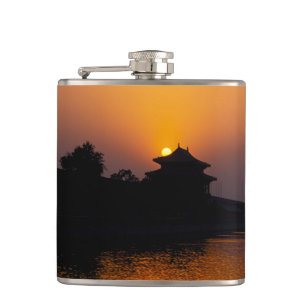 Sunset on the Forbidden city - Beijing, China Hip Flask