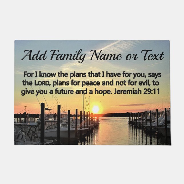 SUNSET ON THE LAKE JEREMIAH 29:11 PERSONALIZED DOORMAT (Front)