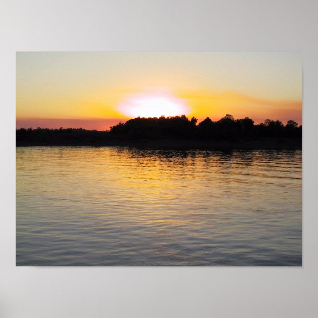 Sunset on the Mississippi River Poster (Front)