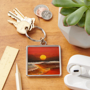 Sunset on the Pacific, by Gary Poling Key Ring