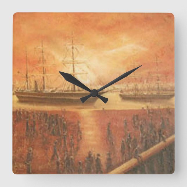 Sunset on the Past Square Wall Clock (Front)