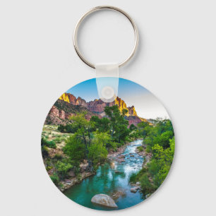 Sunset on the River in Zion, Utah Key Ring