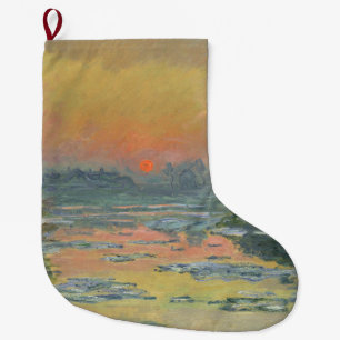 Sunset on the River Seine in Winter (Claude Monet) Large Christmas Stocking