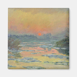 Sunset on the River Seine in Winter (Claude Monet) Magnet