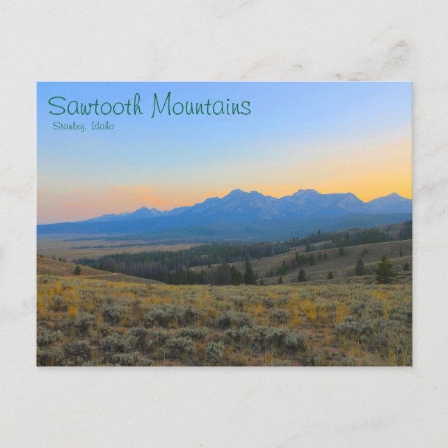 Sunset on the Sawtooths Postcard (Front)