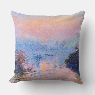 Sunset on the Seine at Lavacourt Monet Fine Art Cushion
