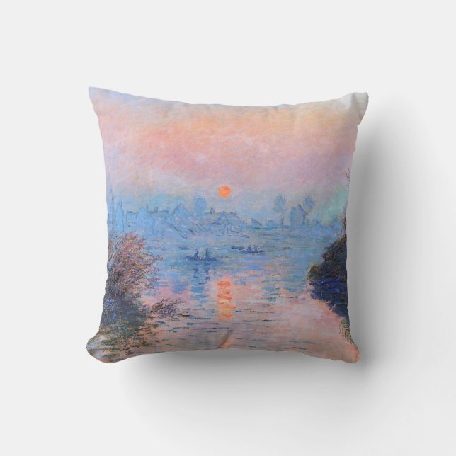 Sunset on the Seine Claude Monet  Cushion (Front)