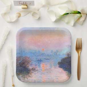 Sunset on the Seine Claude Monet Paper Plate