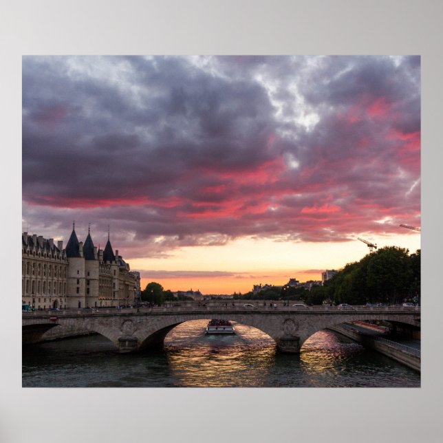 Sunset on the Seine River Poster (Front)
