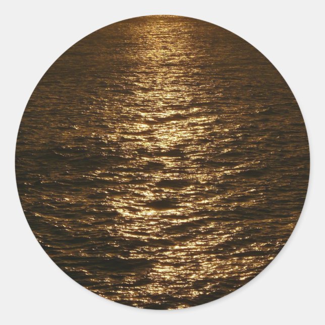 Sunset on the Water Abstract Ocean Photography Classic Round Sticker (Front)