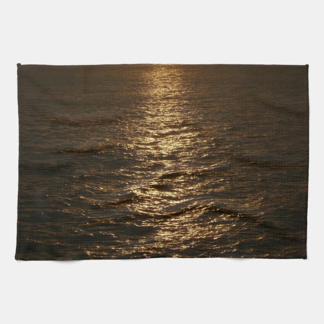 Sunset on the Water Abstract Ocean Photography Tea Towel (Horizontal)