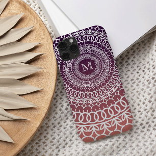 Sunset Orange and Violet Mandala Monogram iPhone 16 Case