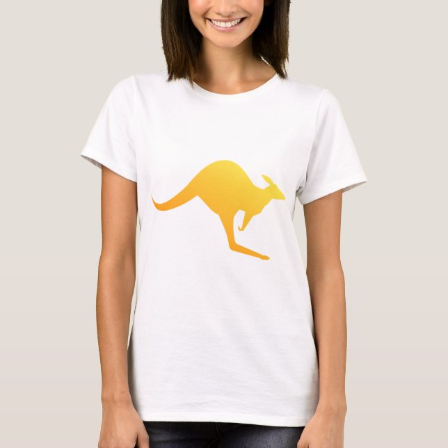 Sunset Orange Australian Kangaroo Hopping T-Shirt (Front)
