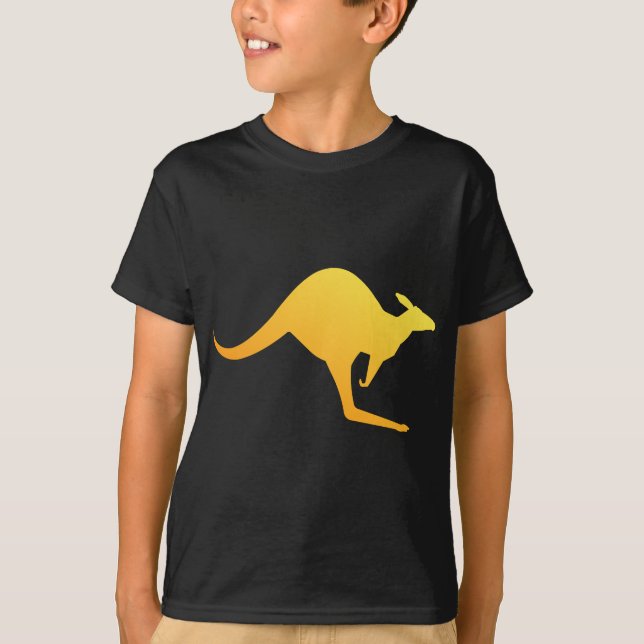 Sunset Orange Australian Kangaroo Hopping T-Shirt (Front)