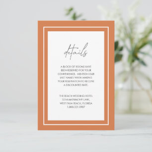 Sunset Orange Bold Border Modern Wedding Enclosure Card
