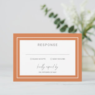 Sunset Orange Bold Border Modern Wedding RSVP Card