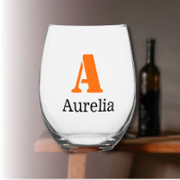 Sunset Orange Elegant Initial Black Name | Modern