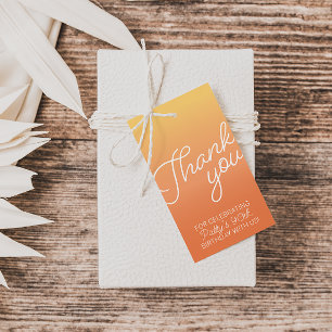 Sunset Orange Gradient Thank You Birthday Favour  Gift Tags