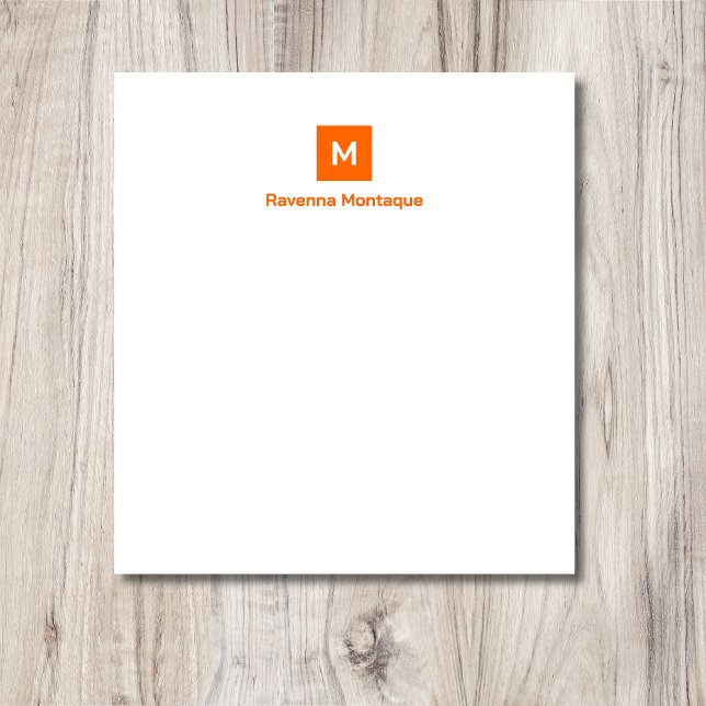 Sunset Orange Modern Chic Trendy Monogram Name  Notepad (Creator Uploaded)