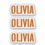 Sunset Orange Modern Name | Trendy Minimalist<br><div class="desc">Neon Sunset Orange | Personalised Name,  Last Name | Modern and Elegant | Classic Design | Trendy Colour | Stylish and Fashion | Minimalist | Novelty</div>