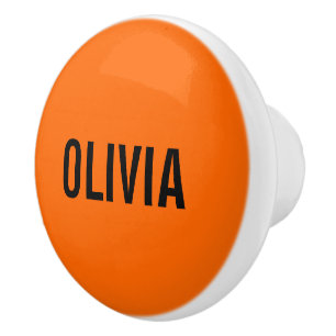 Sunset Orange Modern Name   Trendy Minimalist  Ceramic Knob