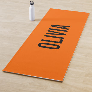Sunset Orange Modern Name Trendy Minimalist Yoga Mat