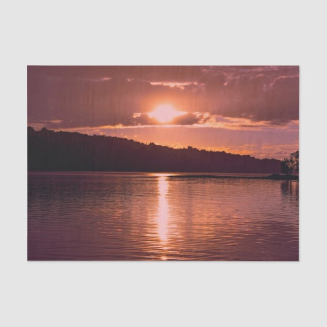 Sunset Orange Scenery Coastal Beach Decoupage Tissue Paper (Front)