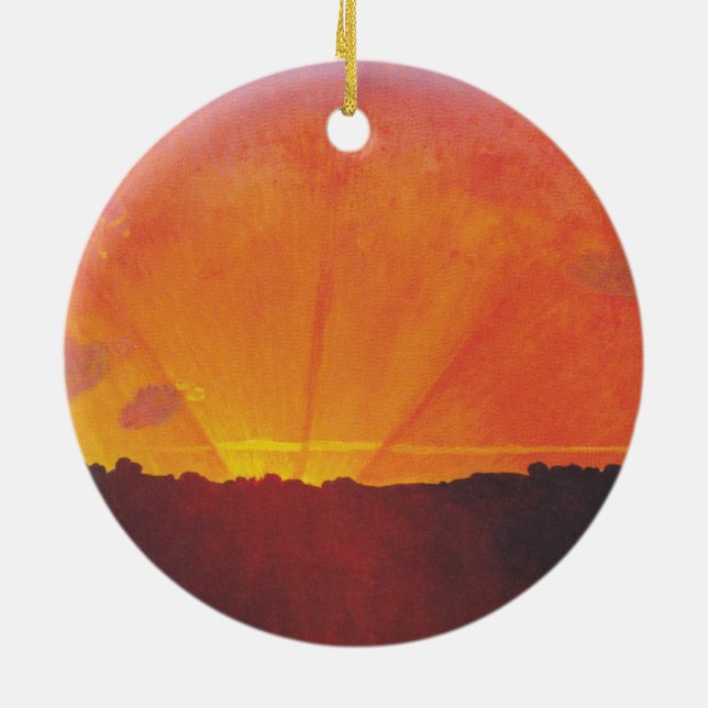 Sunset, Orange Sky (by Félix Vallotton) Ceramic Tree Decoration (Back)
