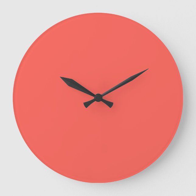 Sunset Orange Solid Colour Large Clock (Front)
