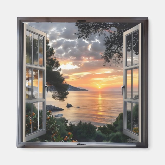 Sunset ove Bay Window View Magnet (Front)