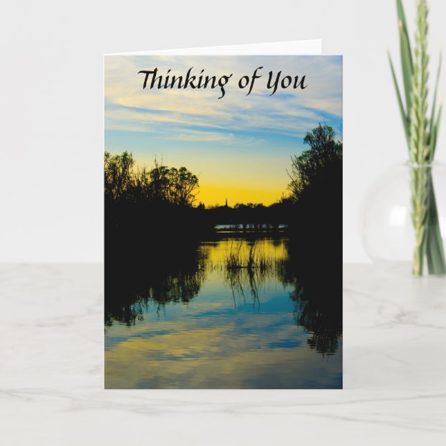 Sunset over a Lake Thinking of You Card (Front)