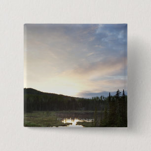 Sunset Over A Misty Pond 15 Cm Square Badge