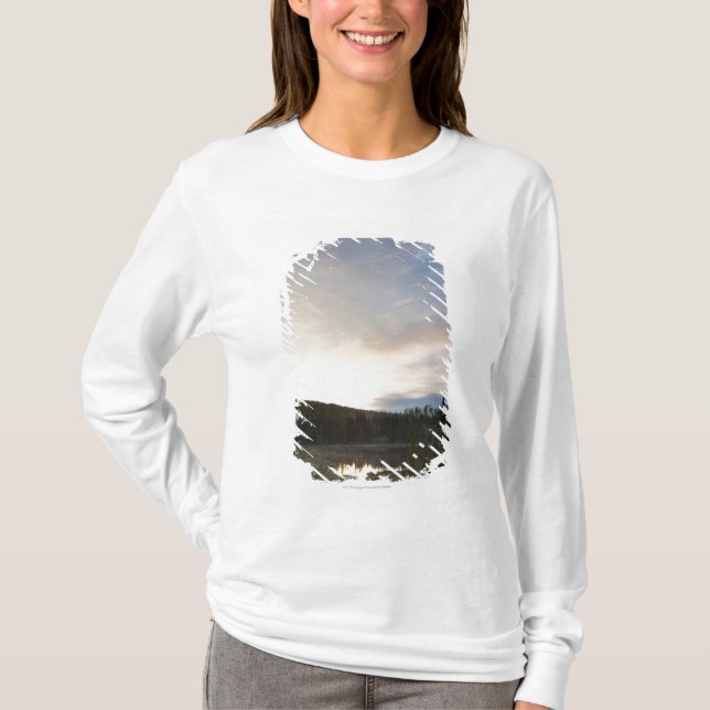 Sunset Over A Misty Pond T-Shirt (Front)