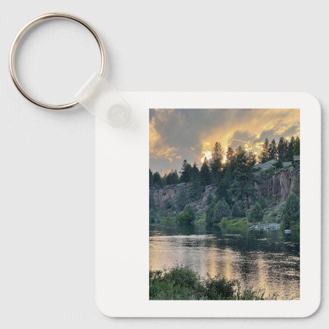 Sunset Over a River Key Ring (Front)