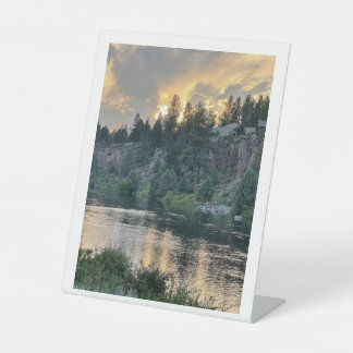 Sunset Over a River Pedestal Sign