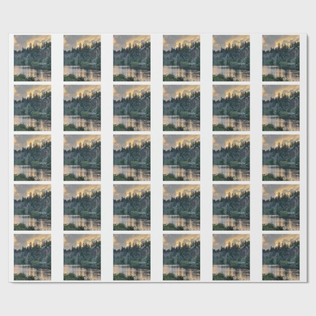 Sunset Over a River Wrapping Paper (Flat)