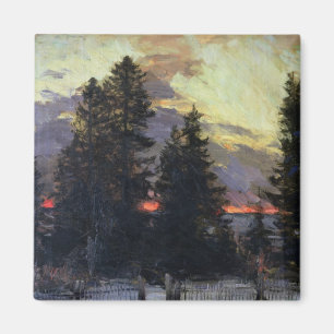 Sunset over a Winter Landscape, c.1902 Magnet