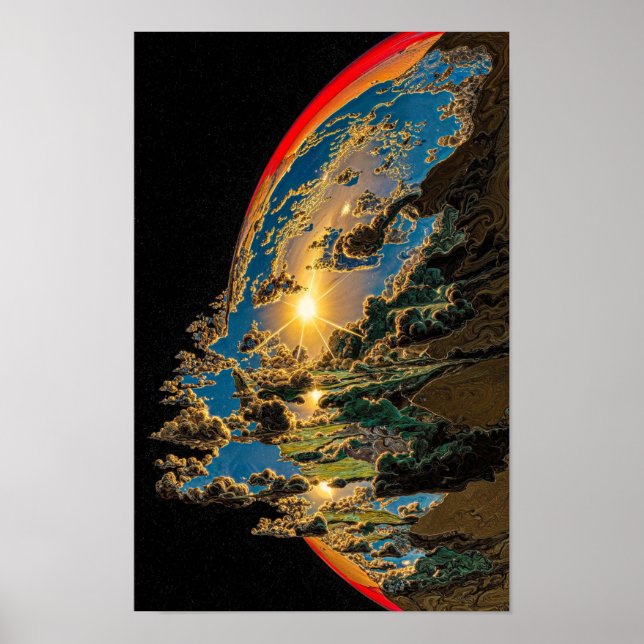 Sunset Over Alien Planet C Poster (Front)