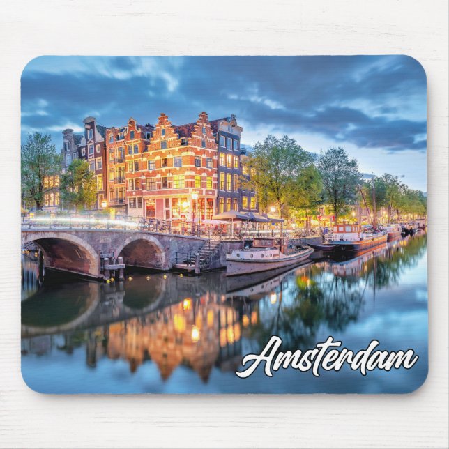 Sunset Over Amsterdam, Netherlands Mouse Pad (Front)