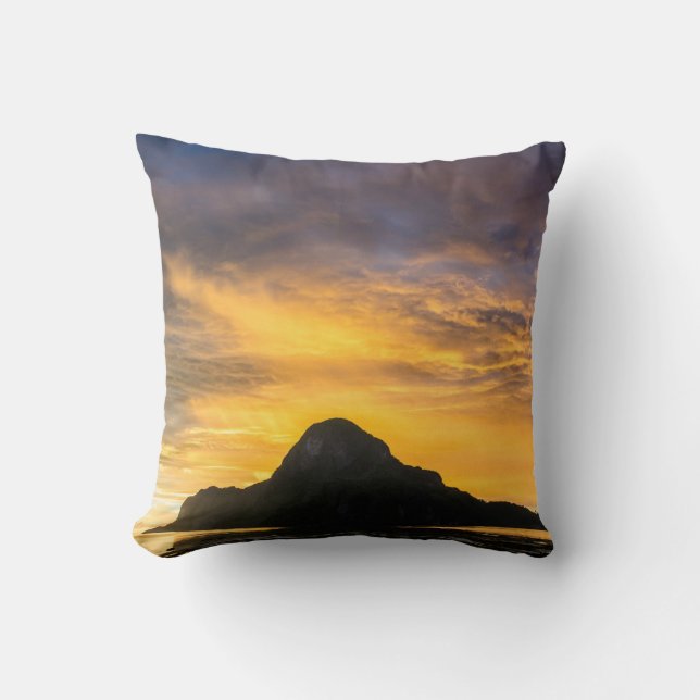 Sunset Over Bacuit Archipelago Cushion (Front)