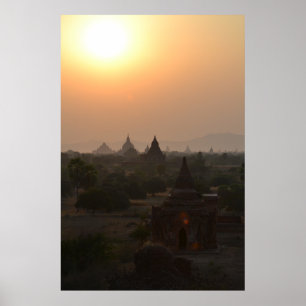 Sunset Over Bagan Temples – Myanmar Photography Poster
